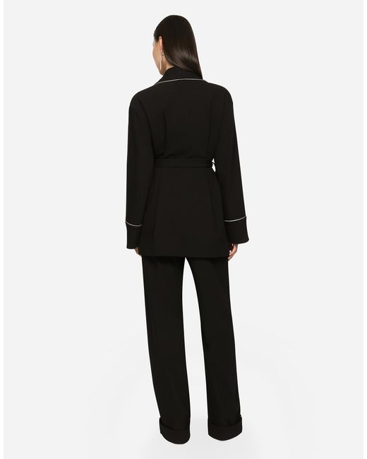 Dolce & Gabbana パジャマパンツ ウールクロス パイピング Black