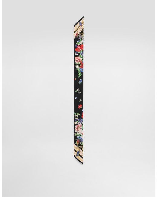 Dolce & Gabbana Floral- Twill Headscarf (6X100) White