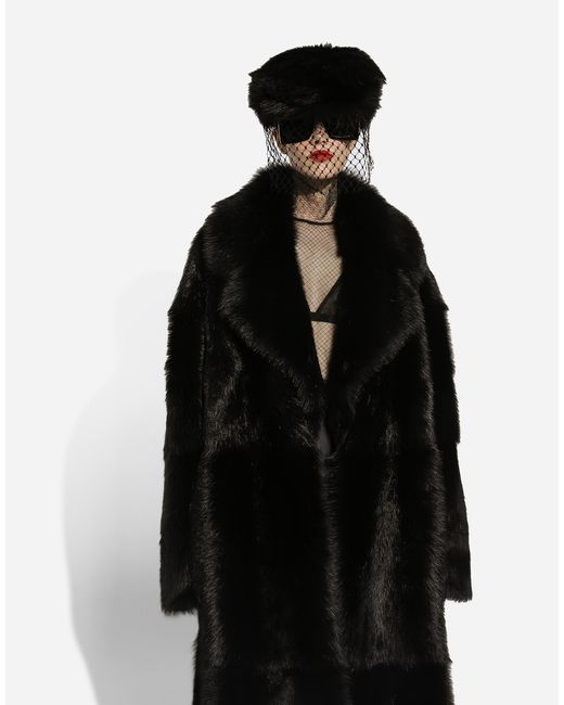 Dolce & Gabbana ムートン シングルブレスト コート Black