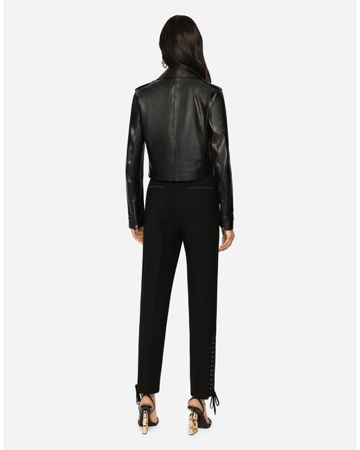 Dolce & Gabbana Black Leather Biker Jacket