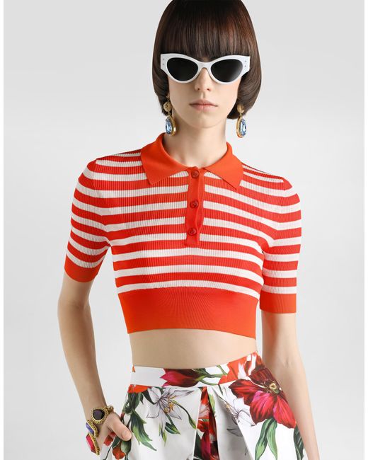 Polo A Righe di Dolce & Gabbana in Red