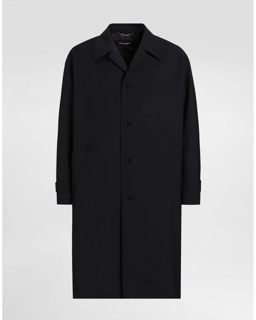 Dolce & Gabbana Blue Single-Breasted Wool Trench Coat for men
