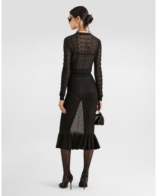 Dolce & Gabbana Black Lace-Stitch Knit Skirt