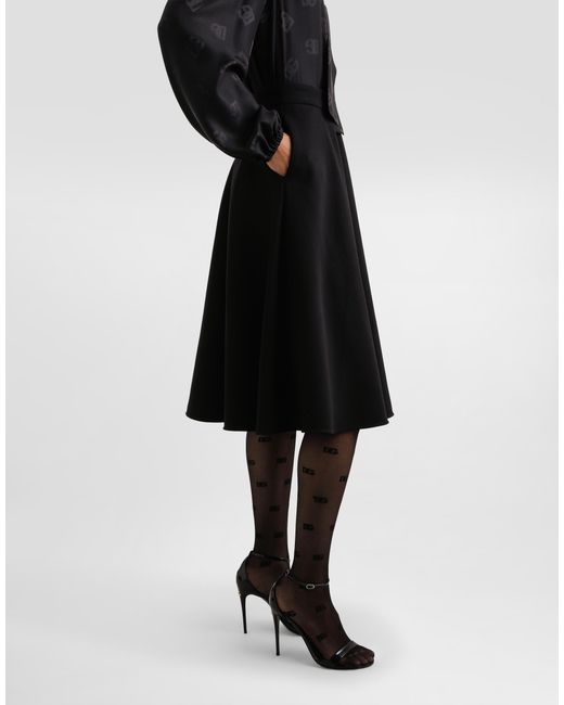 Dolce & Gabbana Black Wool Midi Skirt