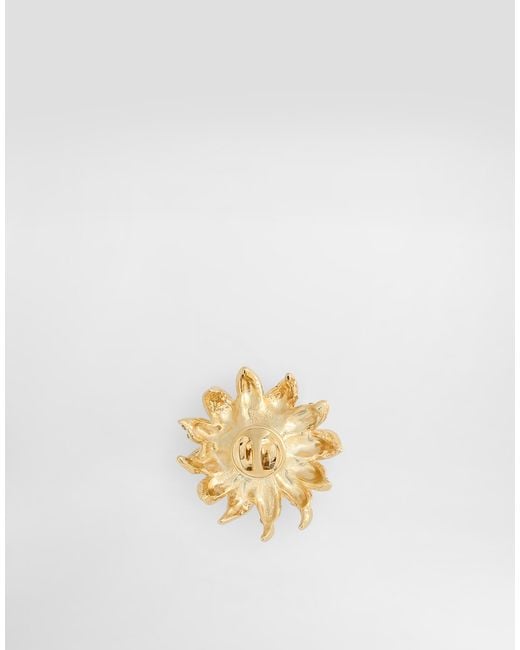 Dolce & Gabbana Sartoria Floral Brooch With Rhinestones in Metallic für Herren