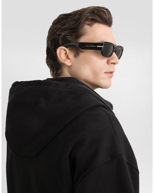 Dolce & Gabbana Black Cotton Hooded Sweatshirt for men