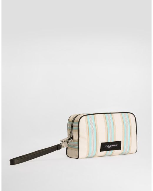 Dolce & Gabbana Multicolor Striped Poplin Handbag for men