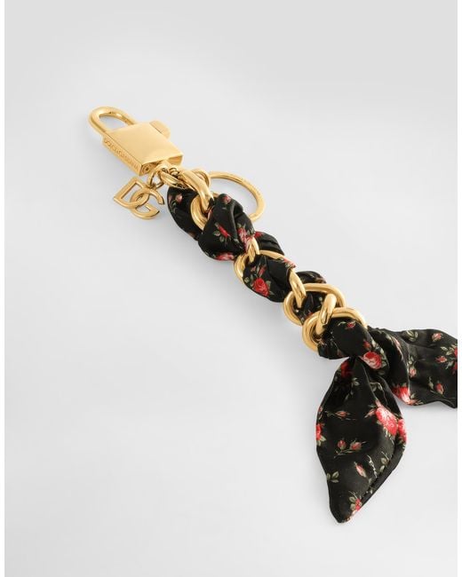 Dolce & Gabbana Multicolor Printed Satin Keychain