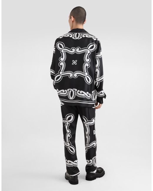 Dolce & Gabbana Black Silk Vanity Shirt With Bandanna for men