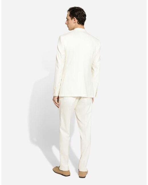 Dolce & Gabbana White Double-Breasted Taormina-Fit Flannel Jacket for men
