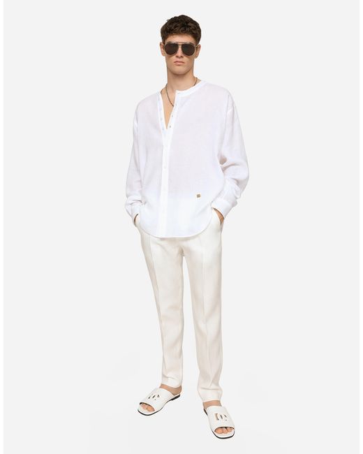 Dolce & Gabbana White Linen Pants for men