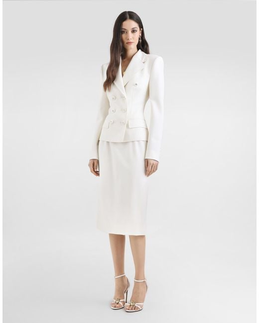 Dolce & Gabbana Natural Double-Breasted Twill Jacket
