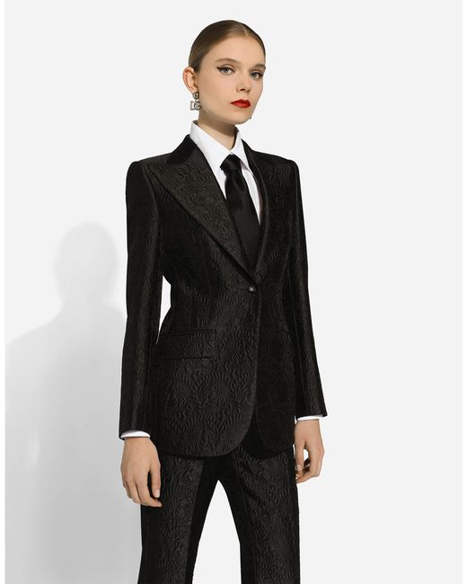 Dolce & Gabbana ターリントンジャケット シングルブレスト フローラルブロケード Black