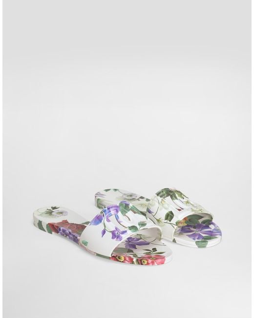 Dolce & Gabbana Multicolor Floral Beachwear Slide Sandals For