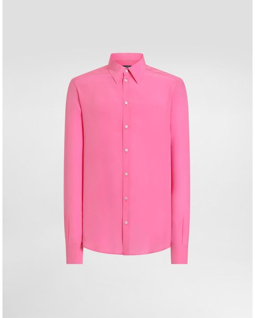 Dolce & Gabbana Pink Crêpe De Chine Martini Shirt for men