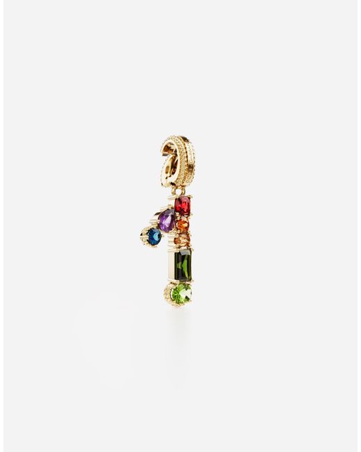 Dolce & Gabbana White Charm 1 Lettering 18-Carat And Multicolored Gems