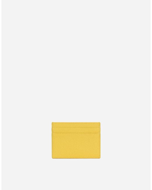 Dolce & Gabbana Yellow Dauphine Logo-Plaque Cardholder