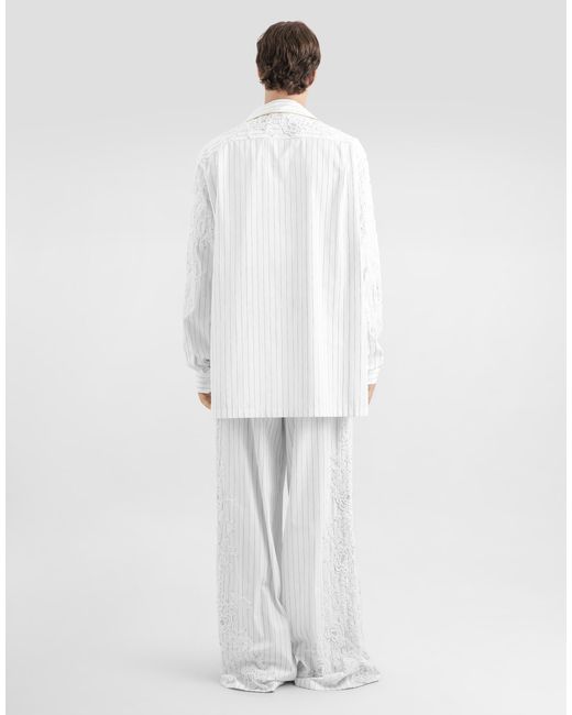 Dolce & Gabbana White Vanity Trousers With Embroidery for men