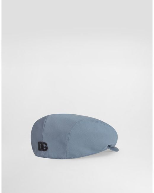 Dolce & Gabbana Blue Wool Poplin Flat Cap for men