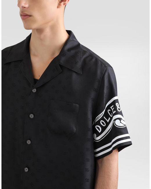 メンズ Dolce & Gabbana プリント シルク&デニム シャツ Black