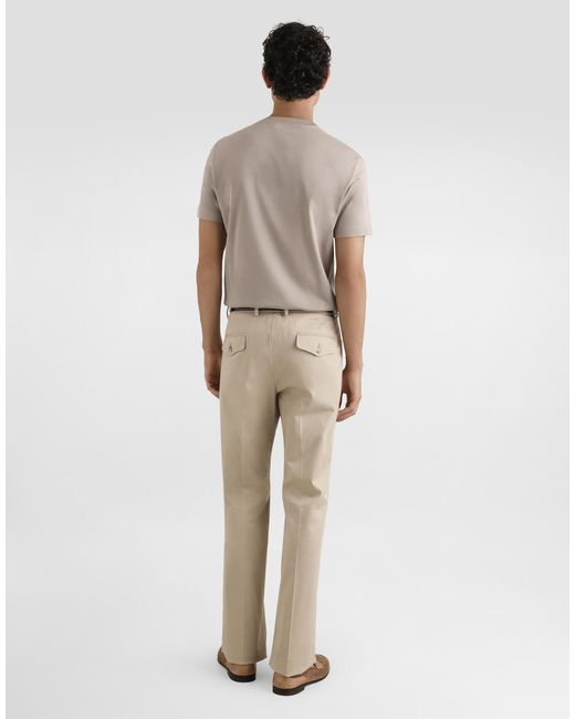 Dolce & Gabbana Natural Cotton Gabardine Cargo Trousers for men
