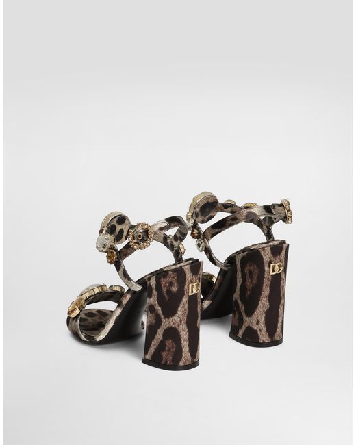 Dolce & Gabbana White Satin Sandals With Gemstone Embellishment