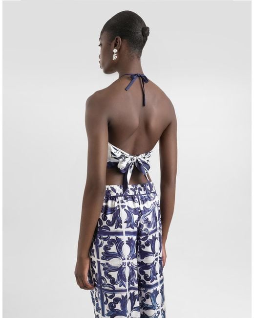 Dolce & Gabbana Blue Dg Exclusive Majolica- Silk Top