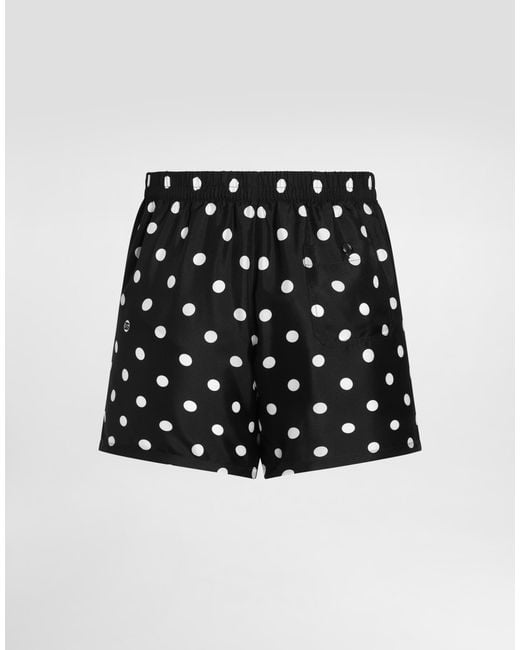Dolce & Gabbana Black Polka Dot-Print Silk Twill Boxer Shorts� for men