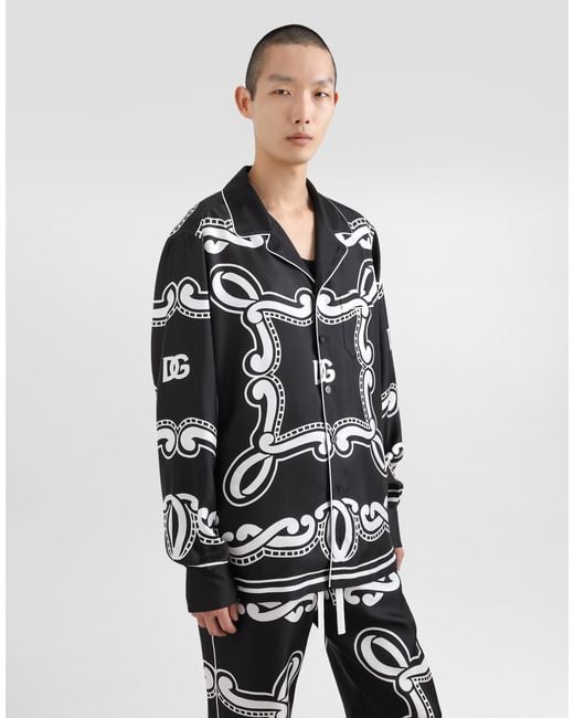 Dolce & Gabbana Black Silk Vanity Shirt With Bandanna for men