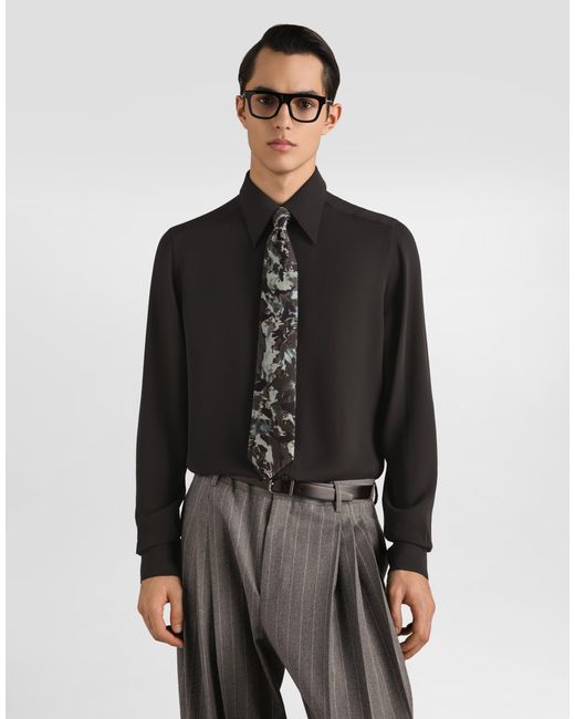 Dolce & Gabbana Black Crêpe De Chine Shirt for men