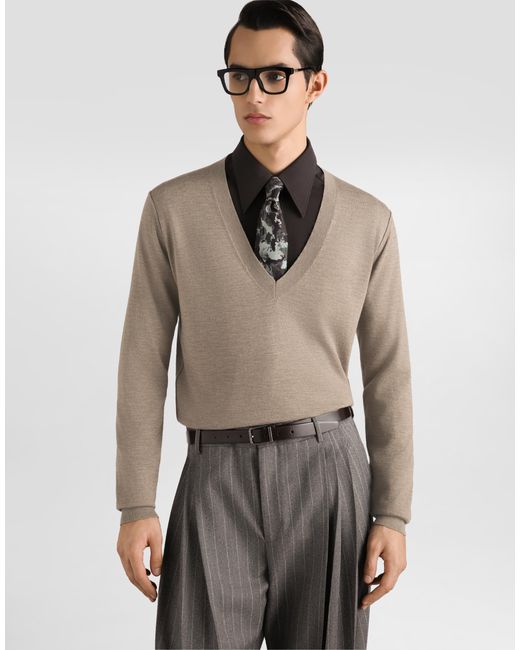 Dolce & Gabbana Natural Cashmere Pullover for men