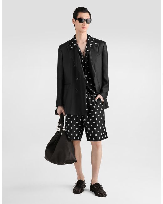 Dolce & Gabbana Black Polka Dot-Print Silk Twill Shirt for men