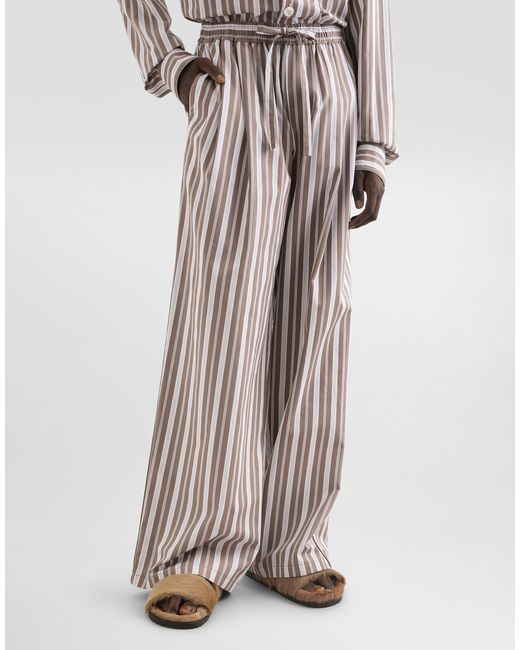 Dolce & Gabbana White Striped Poplin Vanity Trousers for men