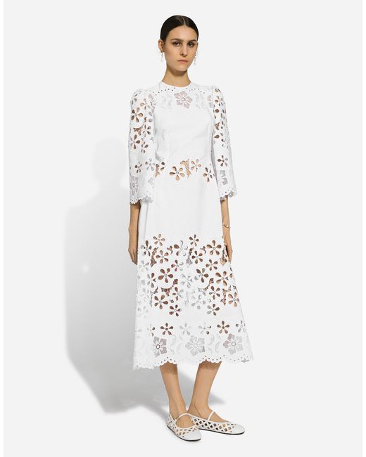 Dolce & Gabbana カットアウト ディテール コットン ロンゲットドレス White