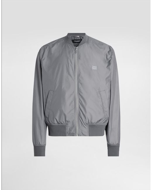 Bómber De Tejido Técnico Con Placa Dolce & Gabbana de hombre de color Gray