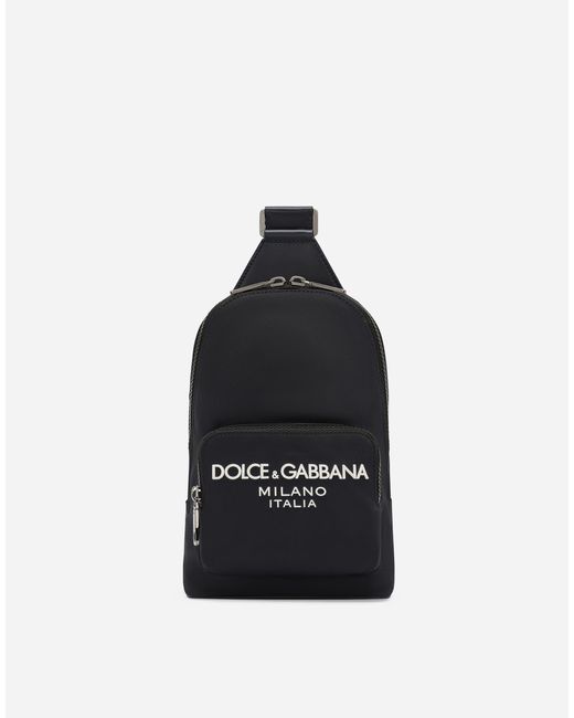 Dolce & Gabbana Black Nylon Crossbody Backpack for men