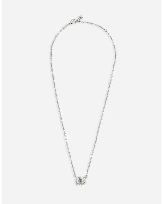 メンズ Dolce & Gabbana チェーンネックレス Dgロゴ White