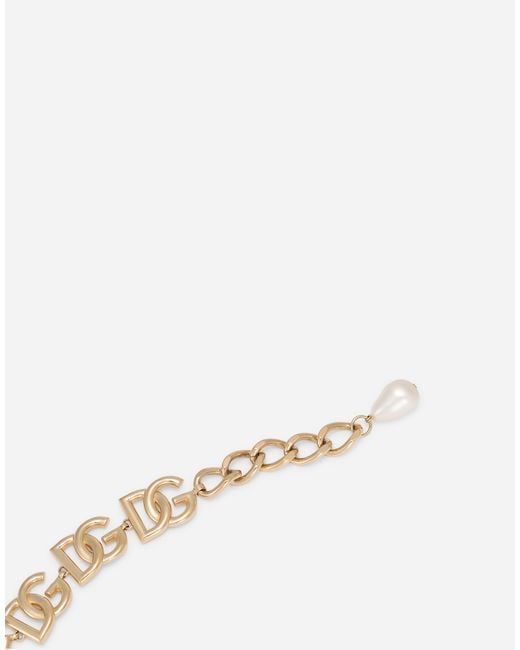 Pulsera de cadena con logo DG Dolce & Gabbana de color Metallic