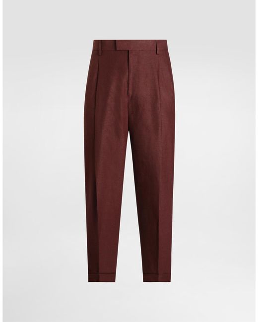 メンズ Dolce & Gabbana Linen Fabric Pants Red