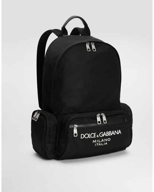 メンズ Dolce & Gabbana バックパック ナイロン ラバライズドロゴ Black