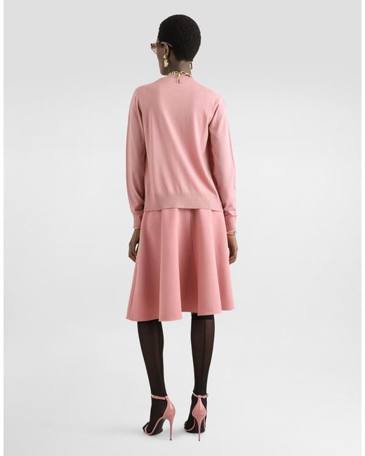 Dolce & Gabbana Pink Wool Tank Top With Dg Logo Embroidery