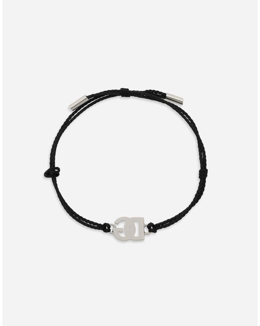 Dolce & Gabbana White Cord Bracelet With Dg Logo for men