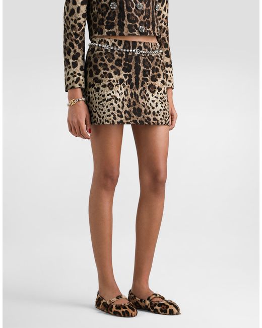 Dolce & Gabbana Natural Leo- Brocade Mini Skirt
