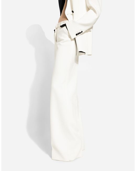Dolce & Gabbana White Flared Double Crepe Pants