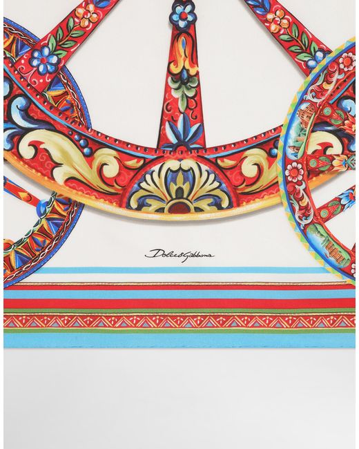 Foulard 90X90 En Twill De Soie À Imprimé Carretto Dolce & Gabbana en coloris Multicolor