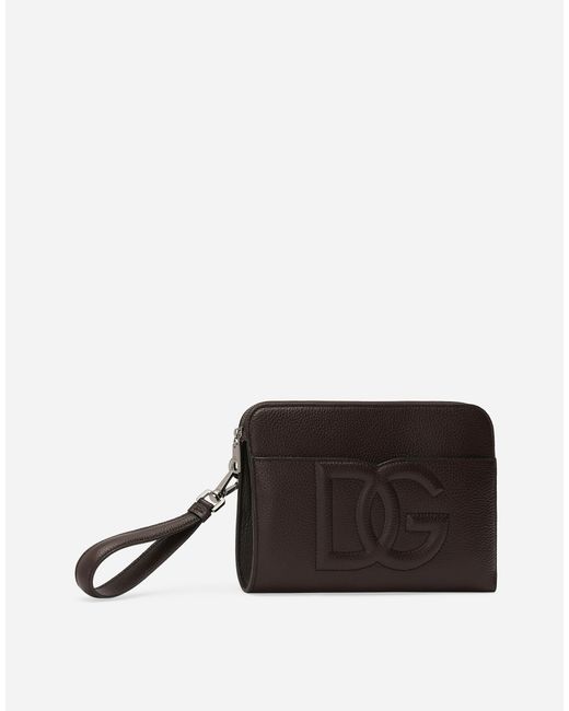 Dolce & Gabbana White Medium Deerskin Pouch for men