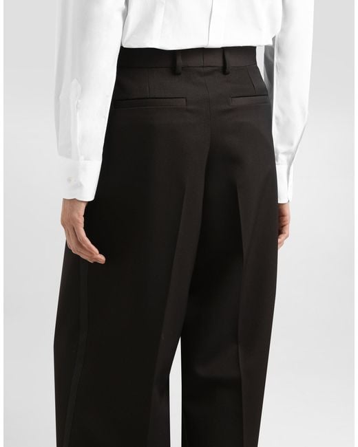 Dolce & Gabbana Wool Gabardine Trousers in Black für Herren