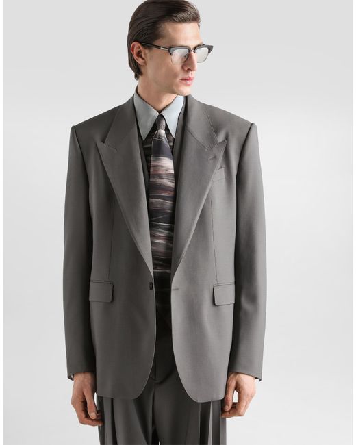 Dolce & Gabbana Gray Palermo Single-Breasted Wool Jacket for men