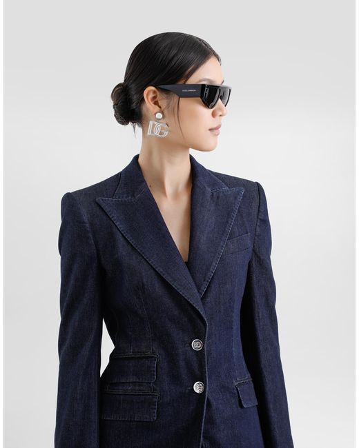 Dolce & Gabbana Blue Single-Breasted Denim And Silk Turlington Jacket