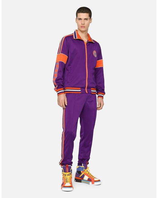 Dolce & Gabbana Technical Jersey jogging Pants With Patch in Purple for ...